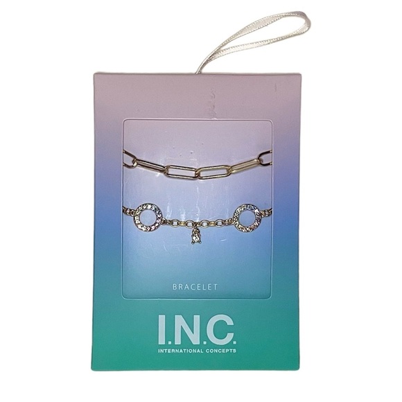 INC International Concepts Pavé Ring and Chain Link Gold-Tone 2 Pc Bracelet Set - Picture 4 of 10